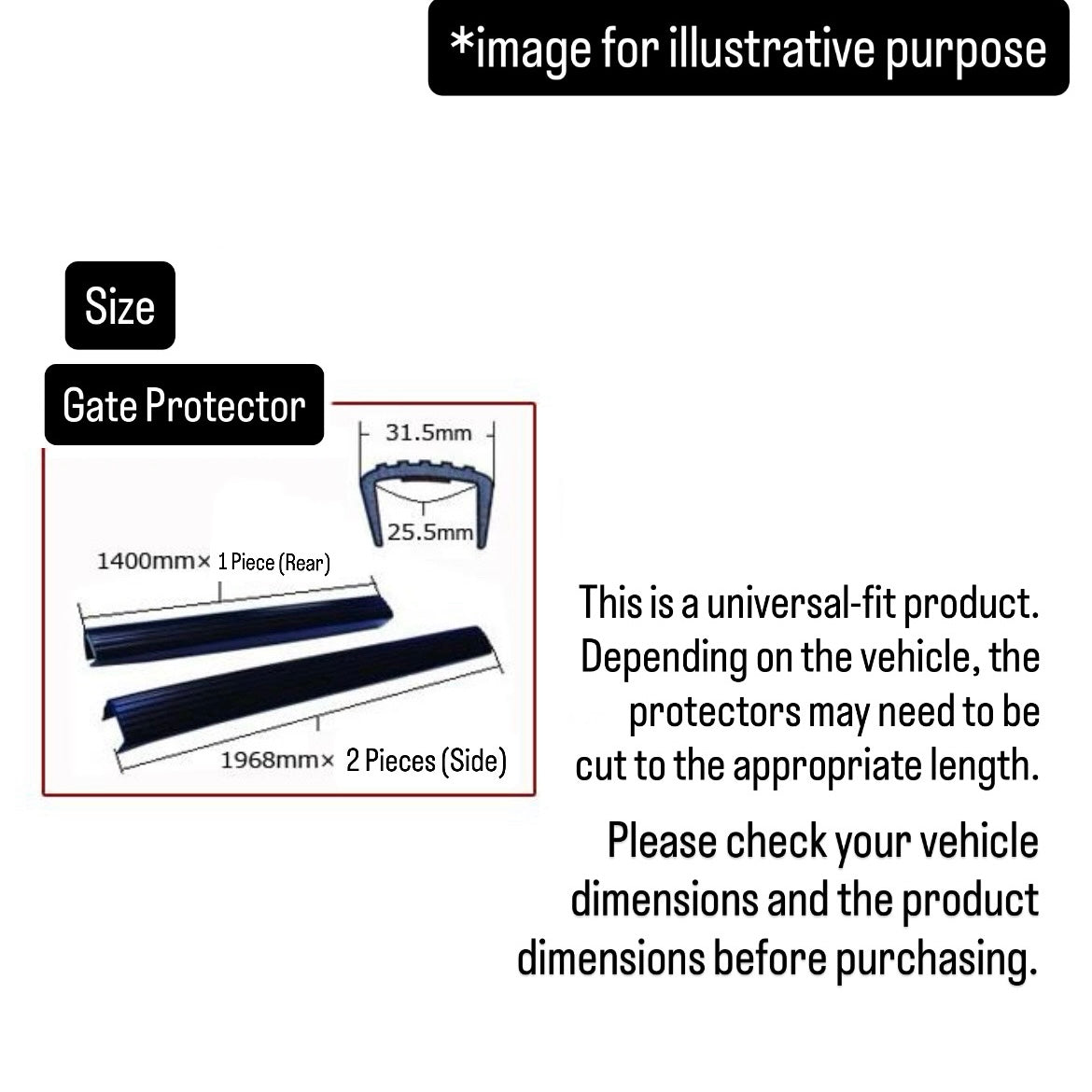 S500P/S510P Tailgate & Side Gate Protector 3-Side Upper Member Guard for Daihatsu Hijet Truck