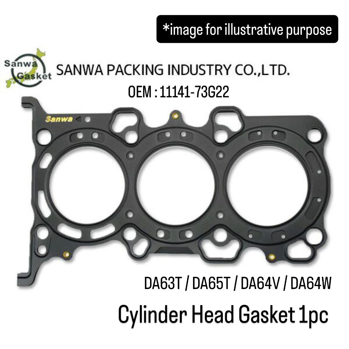 DA63T/DA65T/DA64V/DA64W Cylinder Head Gasket (Sanwa) for Suzuki Every Carry (OEM:11141-73G22)