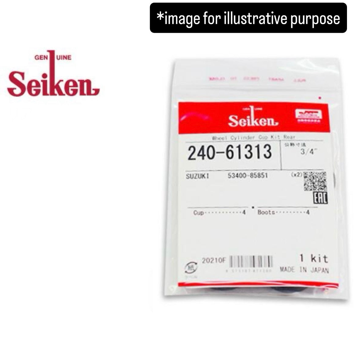 DA63T (Engine:K6A) Rear Wheel Cylinder Cup Kit (Seiken) for Suzuki Carry (OEM:53400-85851)