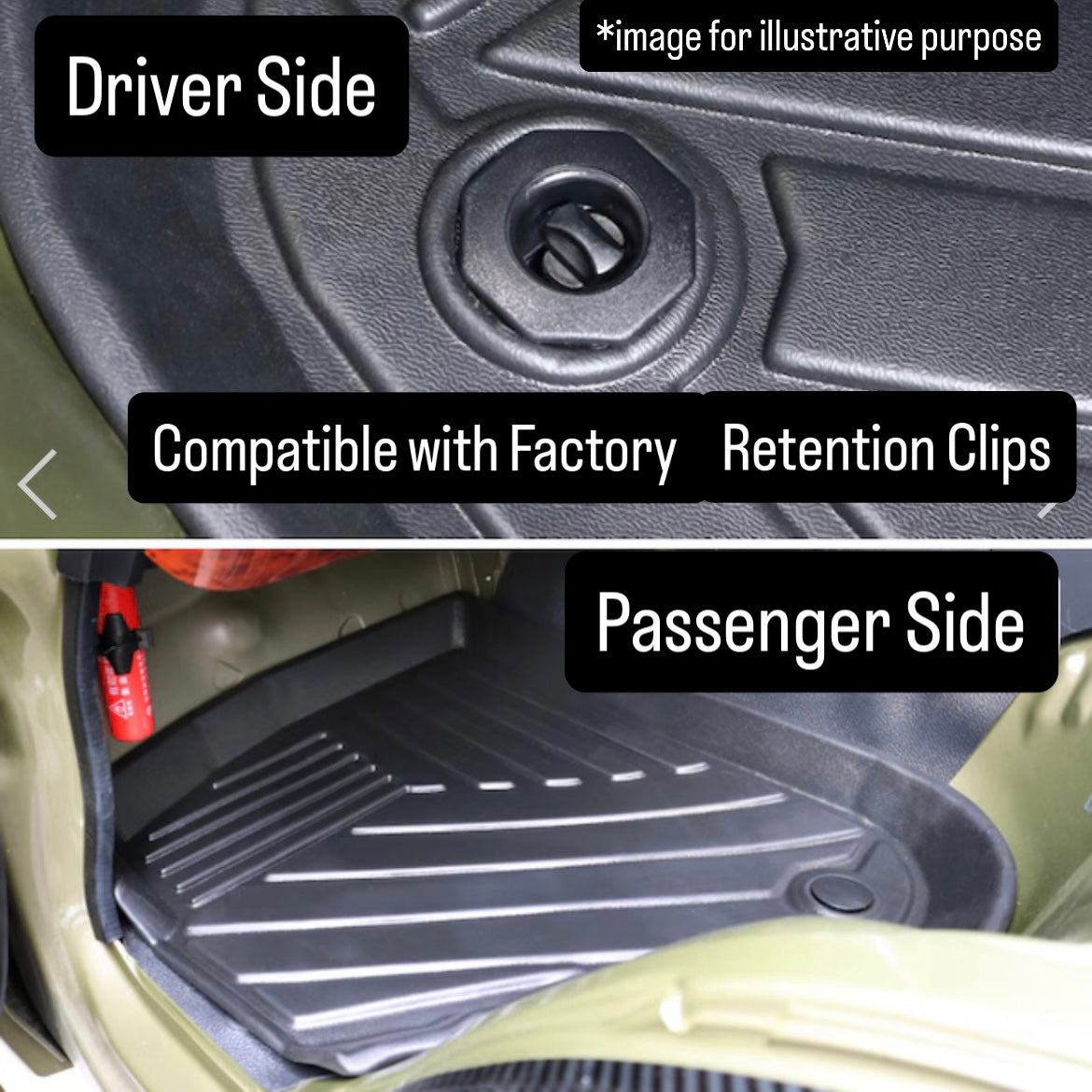 S500P/S510P (AT) 3D Floor Mat 2pc Set for Daihatsu Hijet Truck / Hijet Jumbo (Waterproof TPO Rubber Floor Tray Mats, Black)