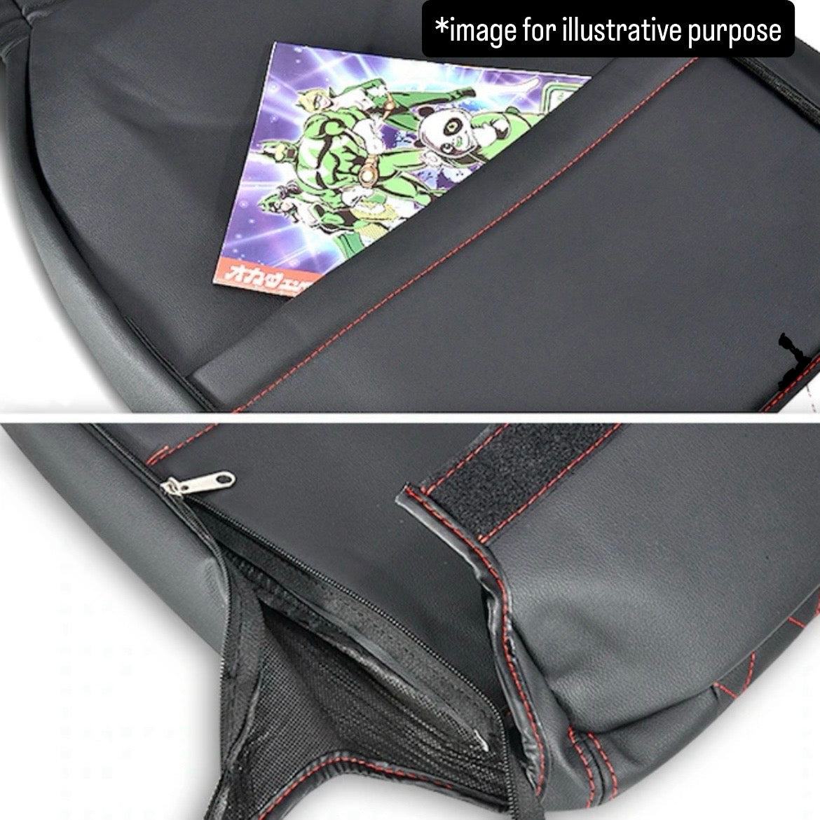 S500P/S510P Early Model Diamond Quilted Seat Cover Left & Right Set for Daihatsu Hijet Jumbo (Black PVC Leather Red Stitching)