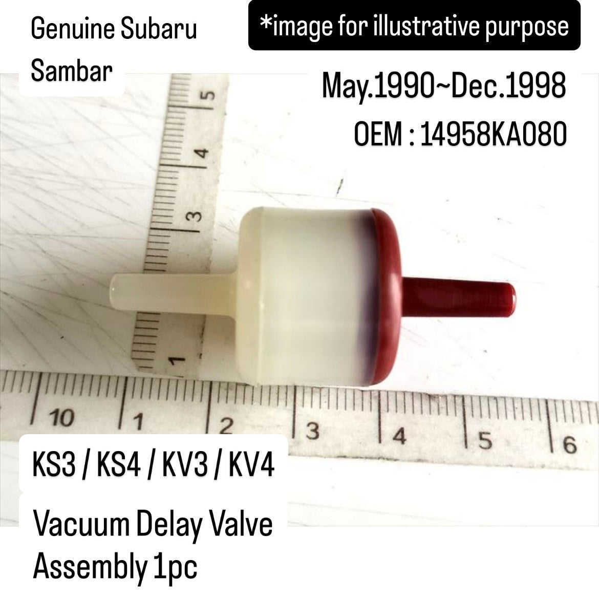 Genuine Subaru KS3/KS4/KV3/KV4 Vacuum Delay Valve Assembly for Sambar (May.1990~Dec.1998) (OEM:14958KA080)