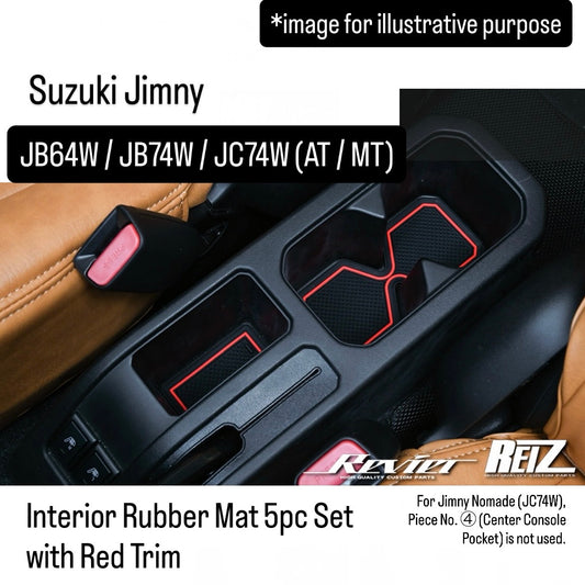 JB64W/JB74W/JC74W (AT/MT) Interior Rubber Mat 5pc Set with Red Trim for Suzuki Jimny