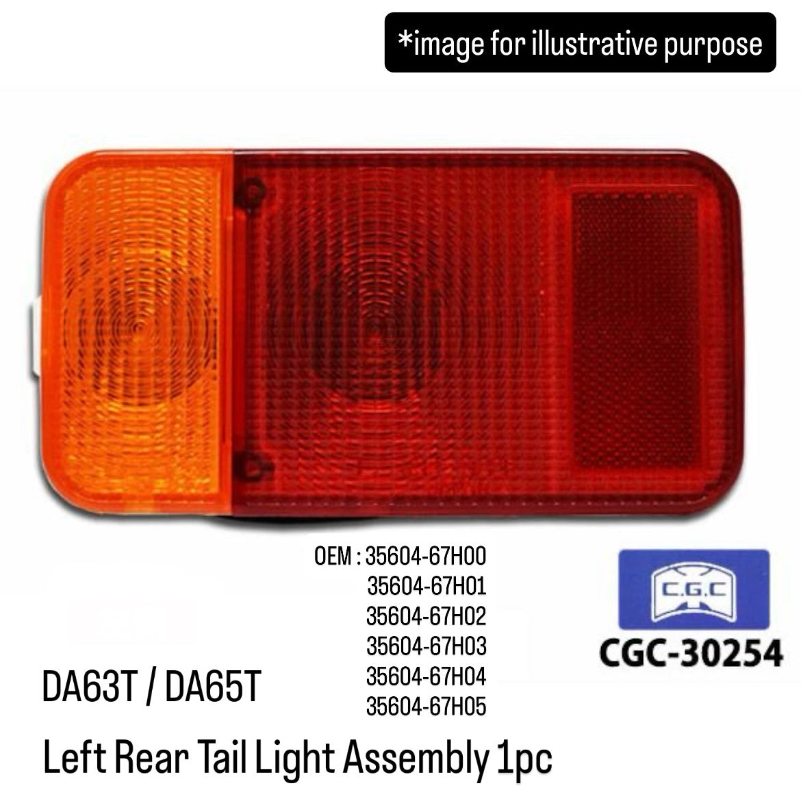 DA63T/DA65T Left Rear Tail Light Assembly (CGC) for Suzuki Carry Truck (OEM:35604-67H00/35604-67H01/35604-67H02/35604-67H03/35604-67H04/35604-67H05)