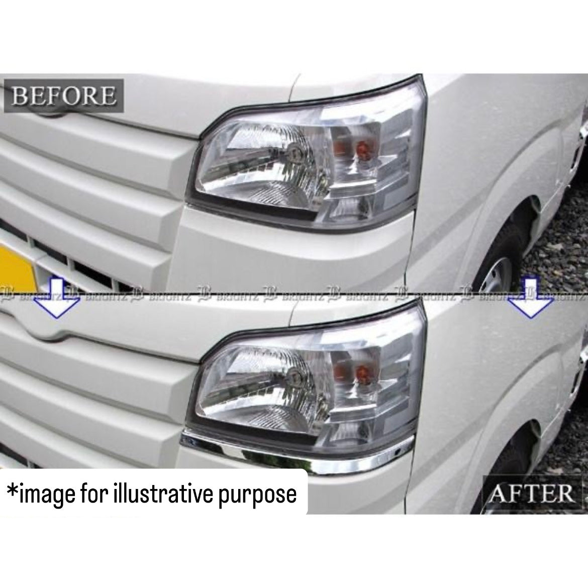 S500P/S510P Early Model Hijet Truck / Jumbo Chrome Eyeline Trim Left & Right Set — BRIGHTZ HEAD-ETC-019
