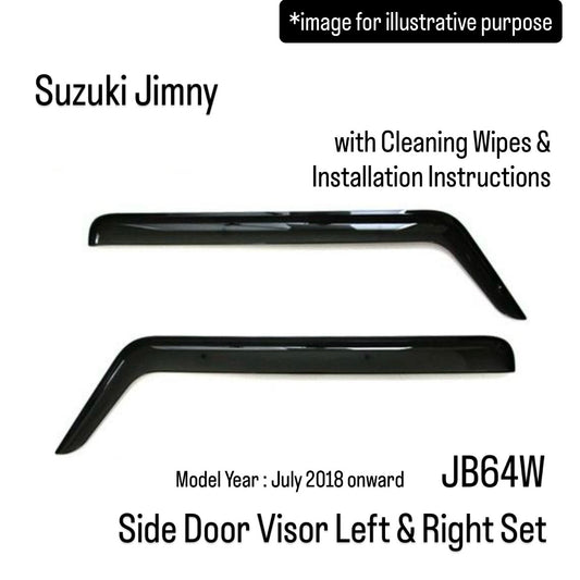 JB64W Side Door Visor Left & Right Set for Suzuki Jimny (with Cleaning Wipes & Installation Instructions)