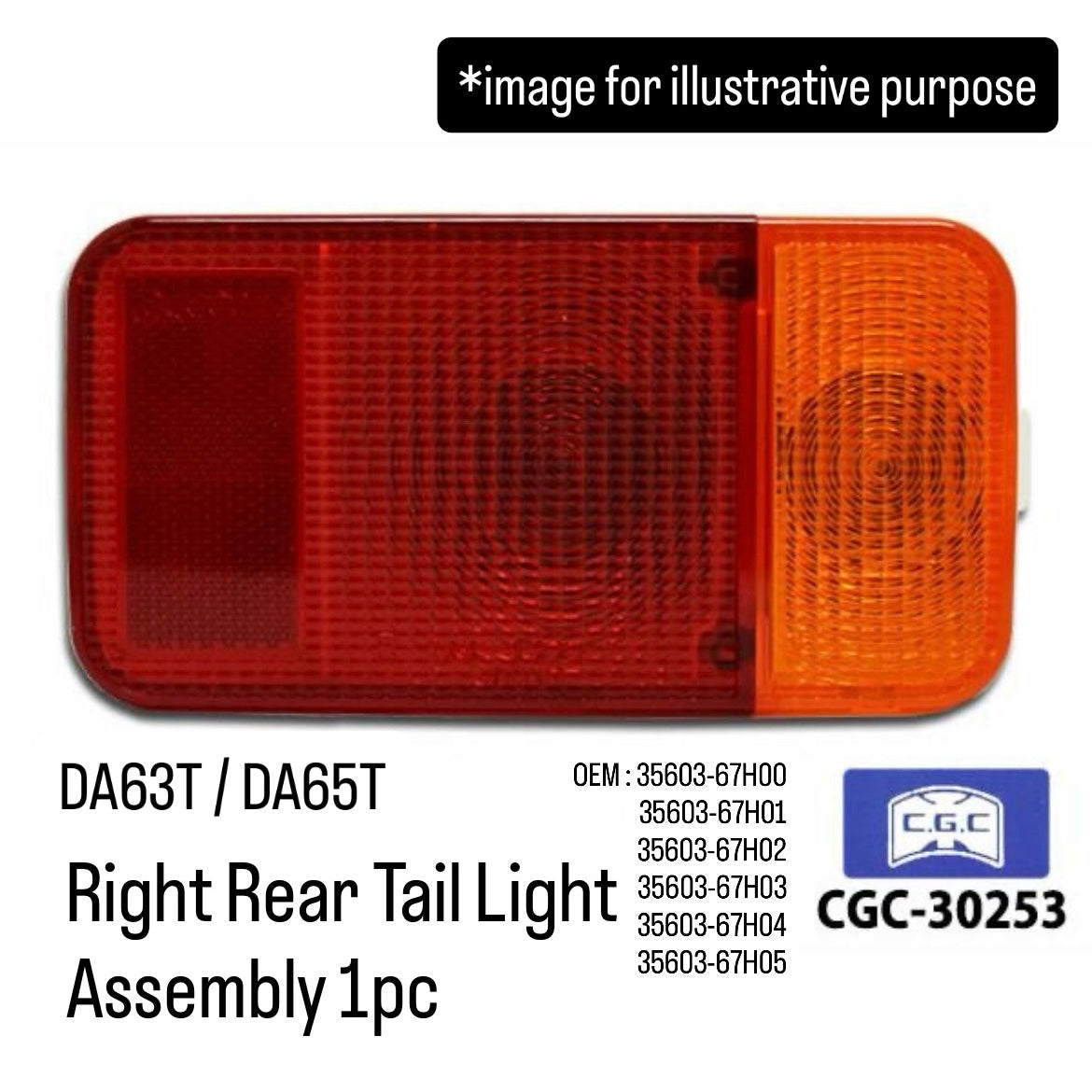 DA63T/DA65T Right Rear Tail Light Assembly (CGC) for Suzuki Carry Truck (OEM:35603-67H00/35603-67H01/35603-67H02/35603-67H03/35603-67H04/35603-67H05)