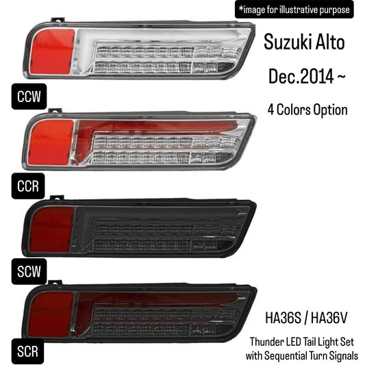 HA36S/HA36V Thunder LED Tail Light Set with Sequential Turn Signals (MBRO) for Suzuki Alto (Dec.2014 onward, 4 Colors Option)