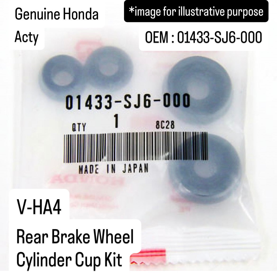 Genuine Honda V-HA4 Rear Brake Wheel Cylinder Cup Kit for Acty (OEM:01433-SJ6-000)