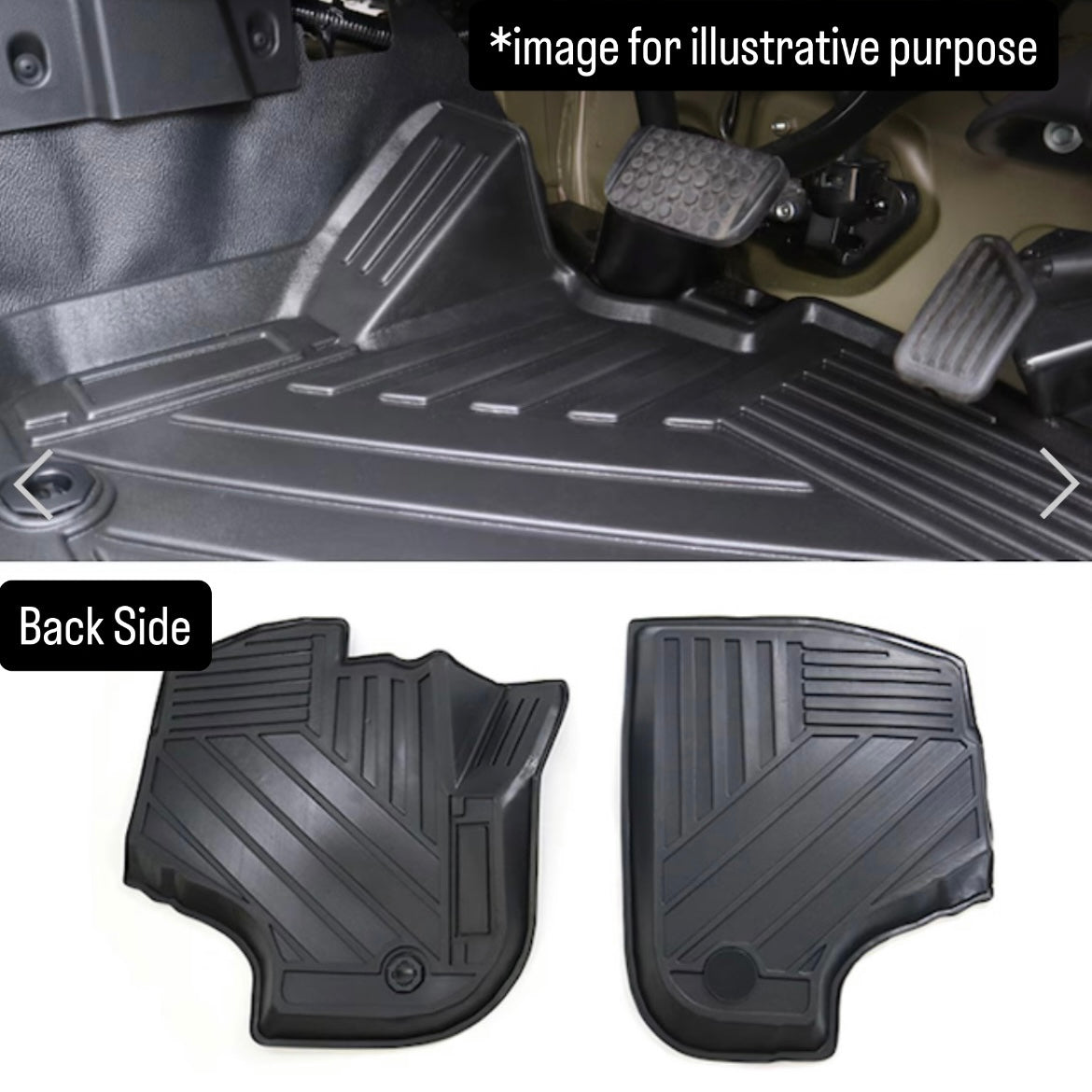 S500P/S510P (AT) 3D Floor Mat 2pc Set for Daihatsu Hijet Truck / Hijet Jumbo (Waterproof TPO Rubber Floor Tray Mats, Black)