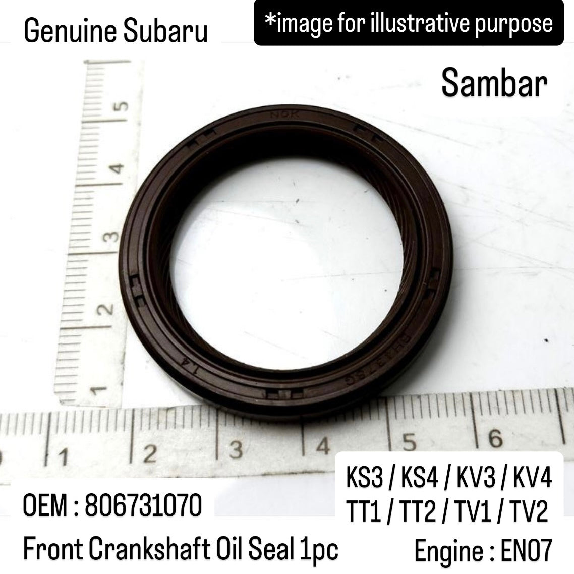 Genuine Subaru KS3/KS4/KV3/KV4/TT1/TT2/TV1/TV2 (Engine:EN07) Front Crankshaft Oil Seal for Sambar Dias / Van (OEM:806731070)