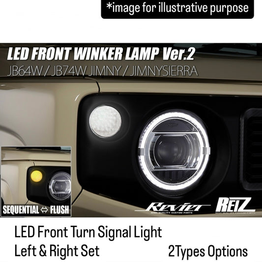 JB64W/JB74W/JC74W LED Front Turn Signal Light Left & Right Set Ver.2 for Suzuki Jimny / Spacia Gear / Flair Wagon Tough Style (2Types Options/Position Light & Switchable Sequential/Flash Mode)