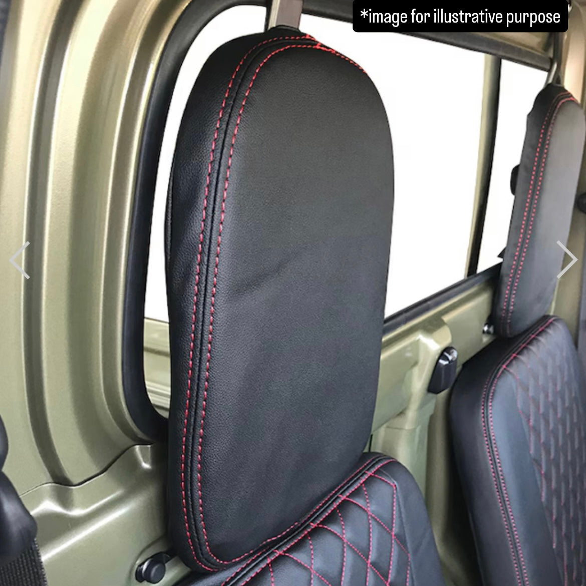 S500P/S510P Early Model Diamond Quilted Seat Cover Set for Daihatsu Hijet Truck (Black PVC Leather with Red Stitching, Left & Right Set)