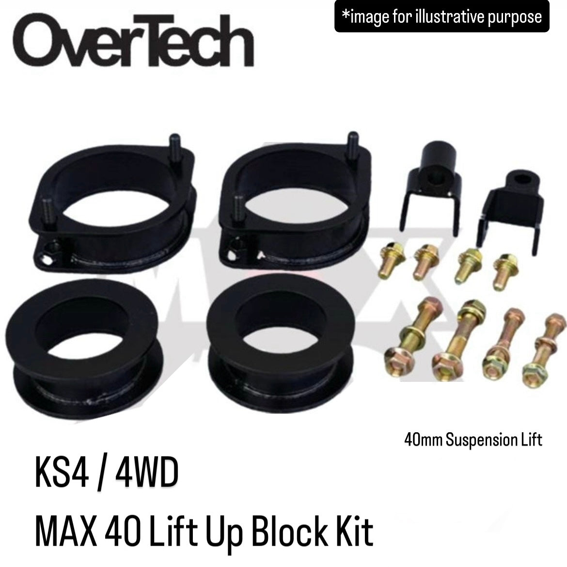 KS4 (4WD) MAX40 Lift Up Block Kit (OVER TECH) for Subaru Sambar Truck (40mm Suspension Lift, Made in Japan)