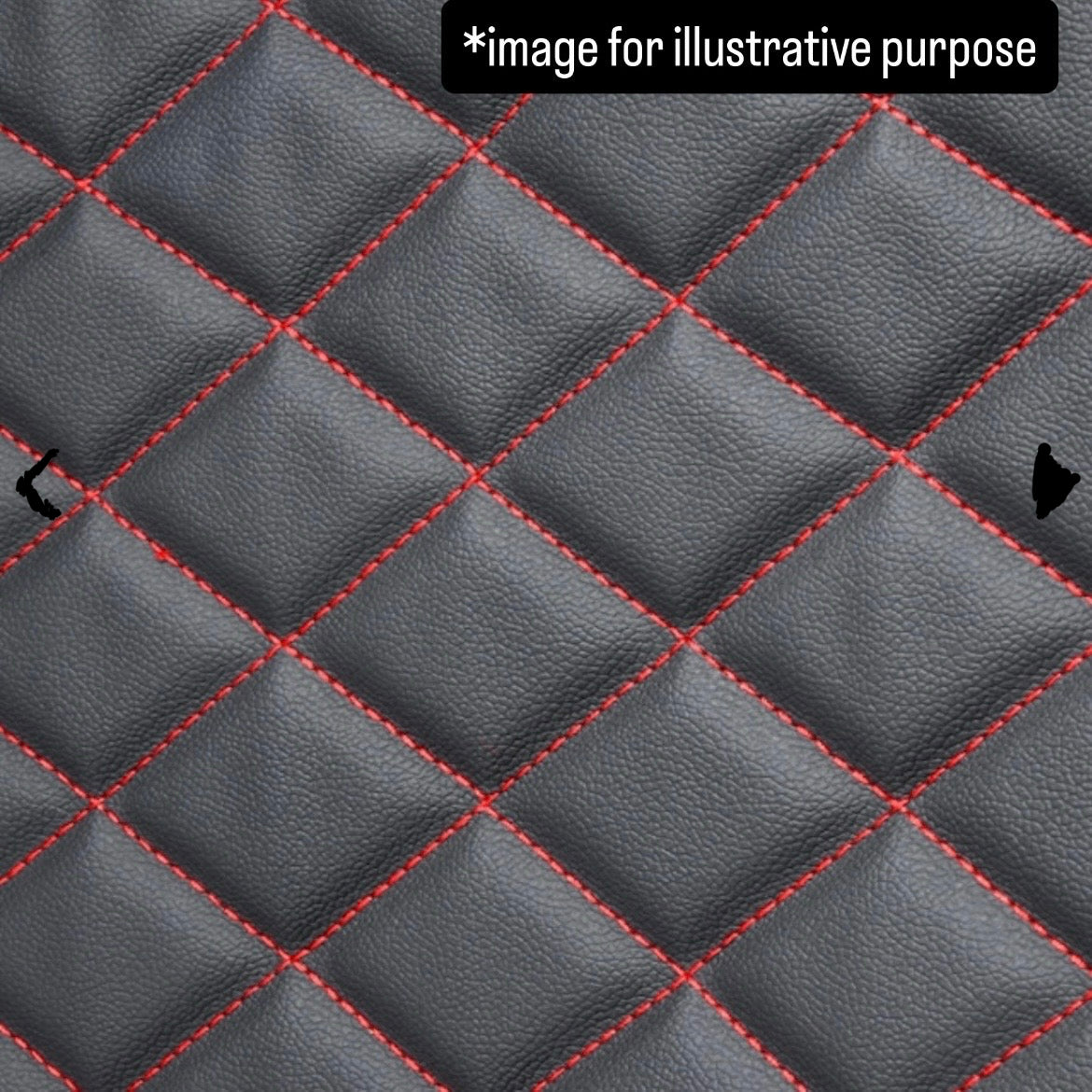 S500P/S510P Early Model Diamond Quilted Seat Cover Left & Right Set for Daihatsu Hijet Jumbo (Black PVC Leather Red Stitching)