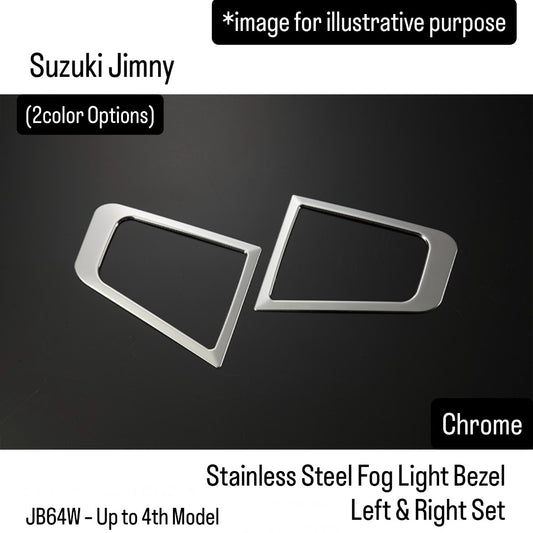 JB64W – Up to 4th Model Stainless Steel Fog Light Bezel Left & Right Set for Suzuki Jimny (2color Options)