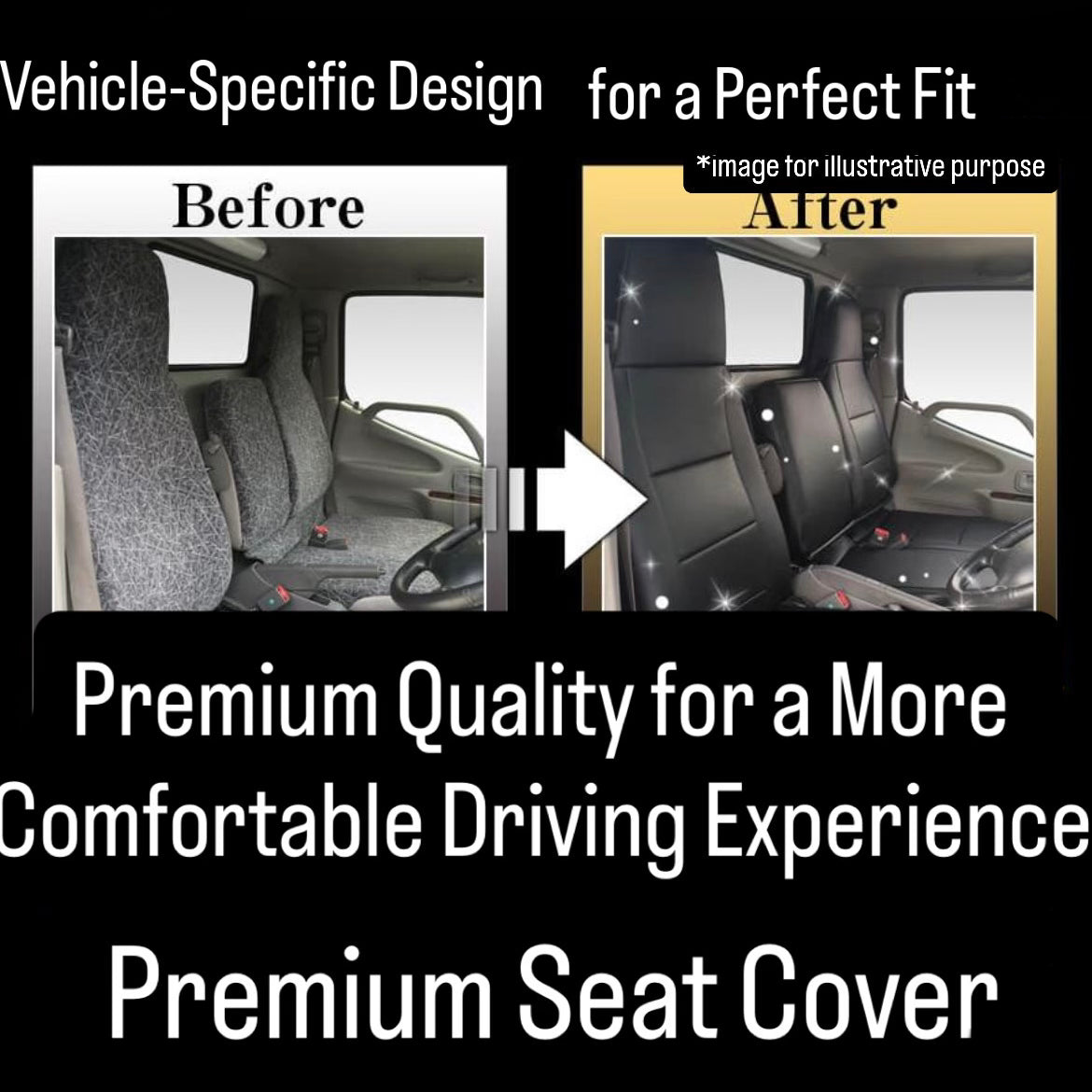 HA6/HA7 Premium Seat Cover Set (Azur) for Honda Acty Truck (Split Headrest Type Custom Fit Interior Cover)