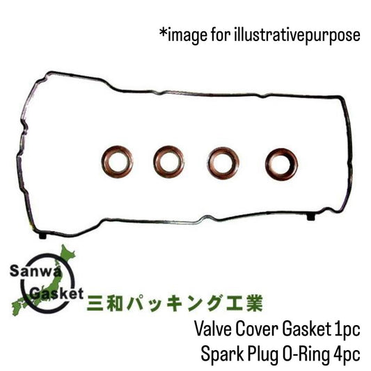 L880K (Engine:JB-DET) Valve Cover Gasket Set (SANWA) for Daihatsu Copen (OEM:11213-97206/90044-80571)