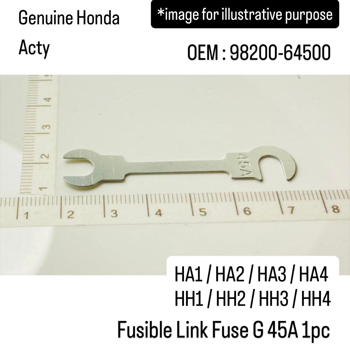 Genuine Honda HA1/HA2/HA3/HA4/HH1/HH2/HH3/HH4 Fusible Link Fuse G 45A for Acty (OEM:98200-64500)