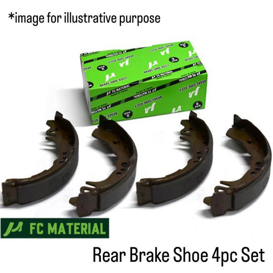 L880K Rear Brake Shoes 4pc Set (FC Material) for Daihatsu Copen (OEM:04495-B2310/47420-B2040)