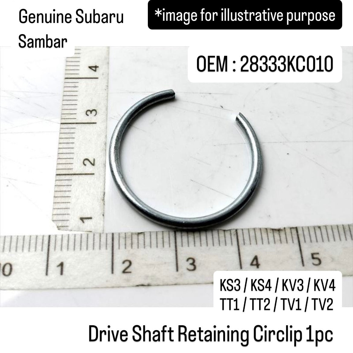 Genuine Subaru KS3/KS4/KV3/KV4/TT1/TT2/TV1/TV2 Drive Shaft Retaining Circlip for Sambar (OEM:28333KC010)