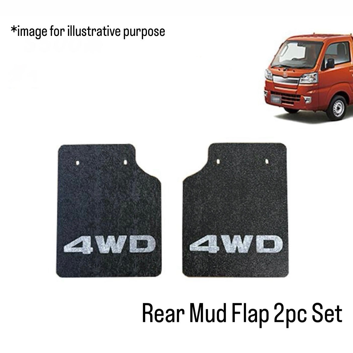S500P/S510P Rear Mud Flap Left & Right Set for Daihatsu Hijet Truck / Jumbo (Front & Rear Models, Black/Red Mud Guard)