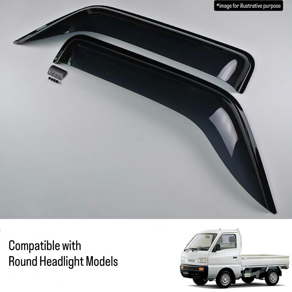DC51T/DD51T/DE51V/DF51V/DL51/DM51/DD51 Side Window Visor Set (Rain Guards) for Suzuki Carry / Every / Mazda Scrum