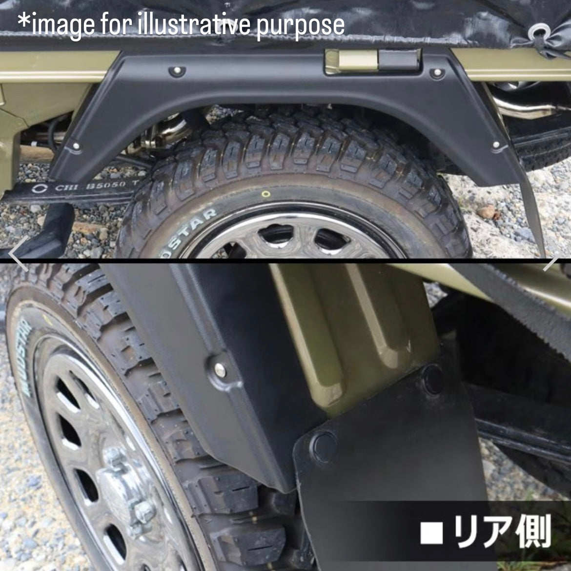 S500P/S510P (Early & Late Models) Over Fender 6pc Kit (Matte Black / Unpainted / Stick-On Type) for Daihatsu Hijet Truck / Jumbo (September.2014~)