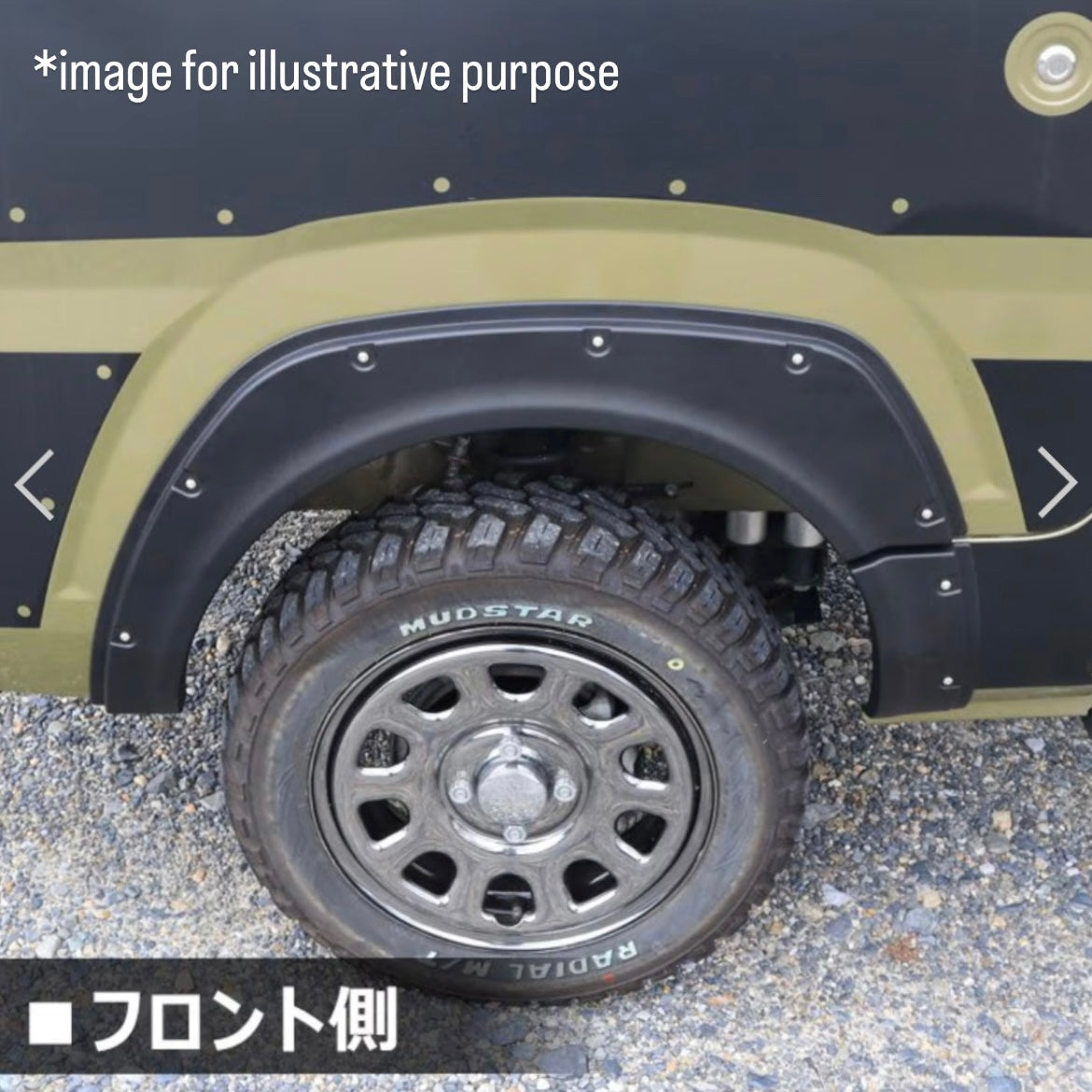 S500P/S510P (Early & Late Models) Over Fender 6pc Kit (Matte Black / Unpainted / Stick-On Type) for Daihatsu Hijet Truck / Jumbo (September.2014~)