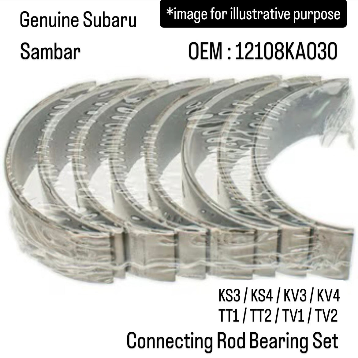 Genuine Subaru KS3/KS4/KV3/KV4/TT1/TT2/TV1/TV2 Connecting Rod Bearing Set (STD) for Sambar (OEM:12108KA030)