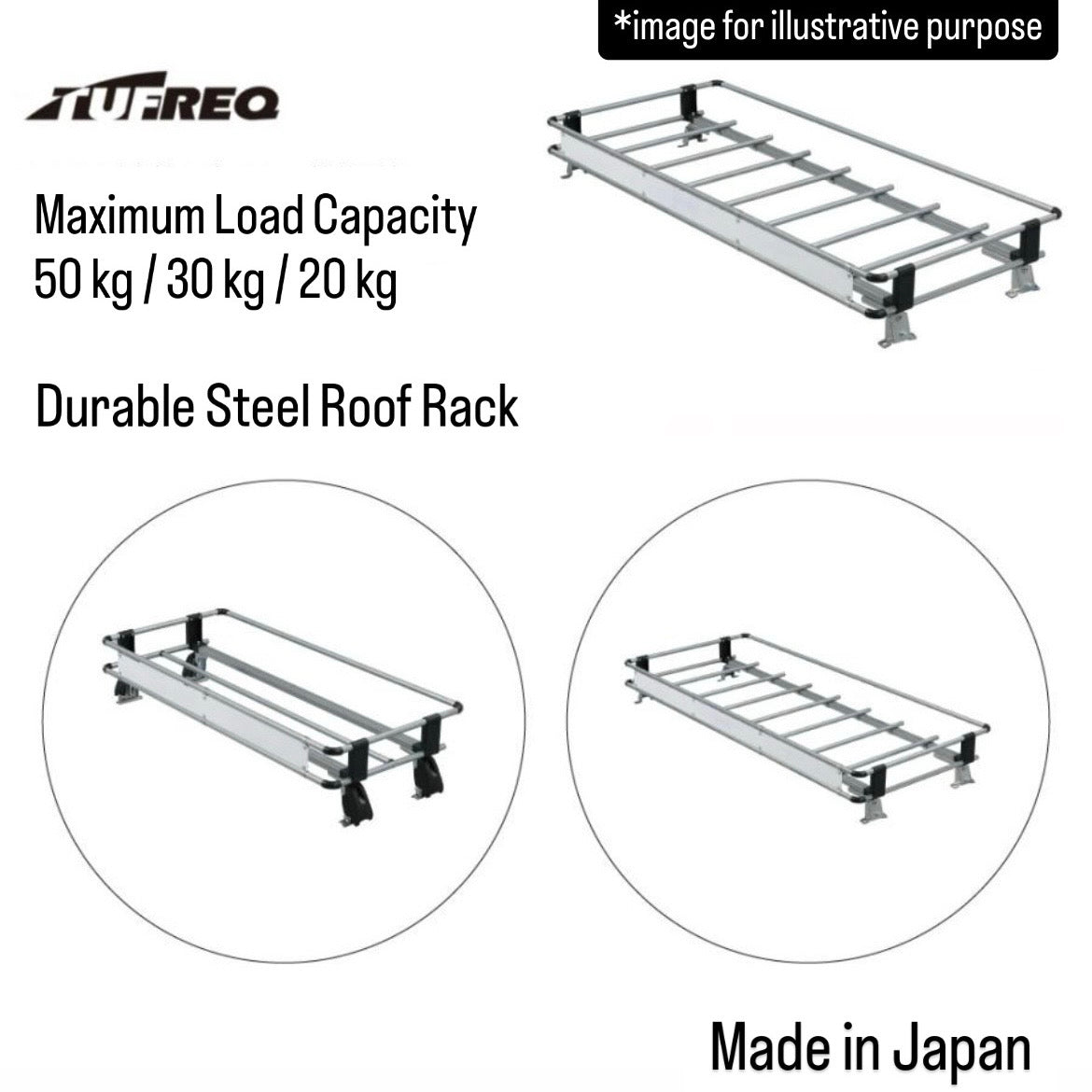 DA63T Steel Roof Rack with Sign Board (TUFREQ) for Suzuki Carry (Roof Type:All Models)