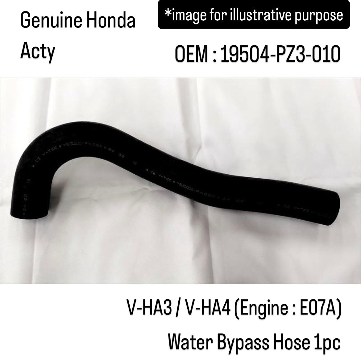 Genuine Honda V-HA3/V-HA4 (Engine:E07A) Water Bypass Hose for Acty (OEM:19504-PZ3-010)