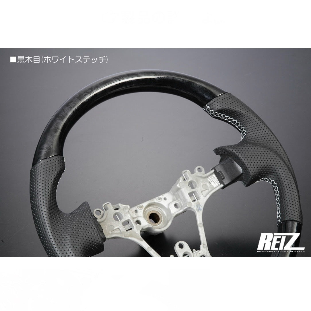 [Genuine Leather] Leather Combination Steering Wheel – Black Leather / Gun-Grip Design [8 Color Options] S500 Series Early Hijet Truck / 160 Series Late Probox and Others