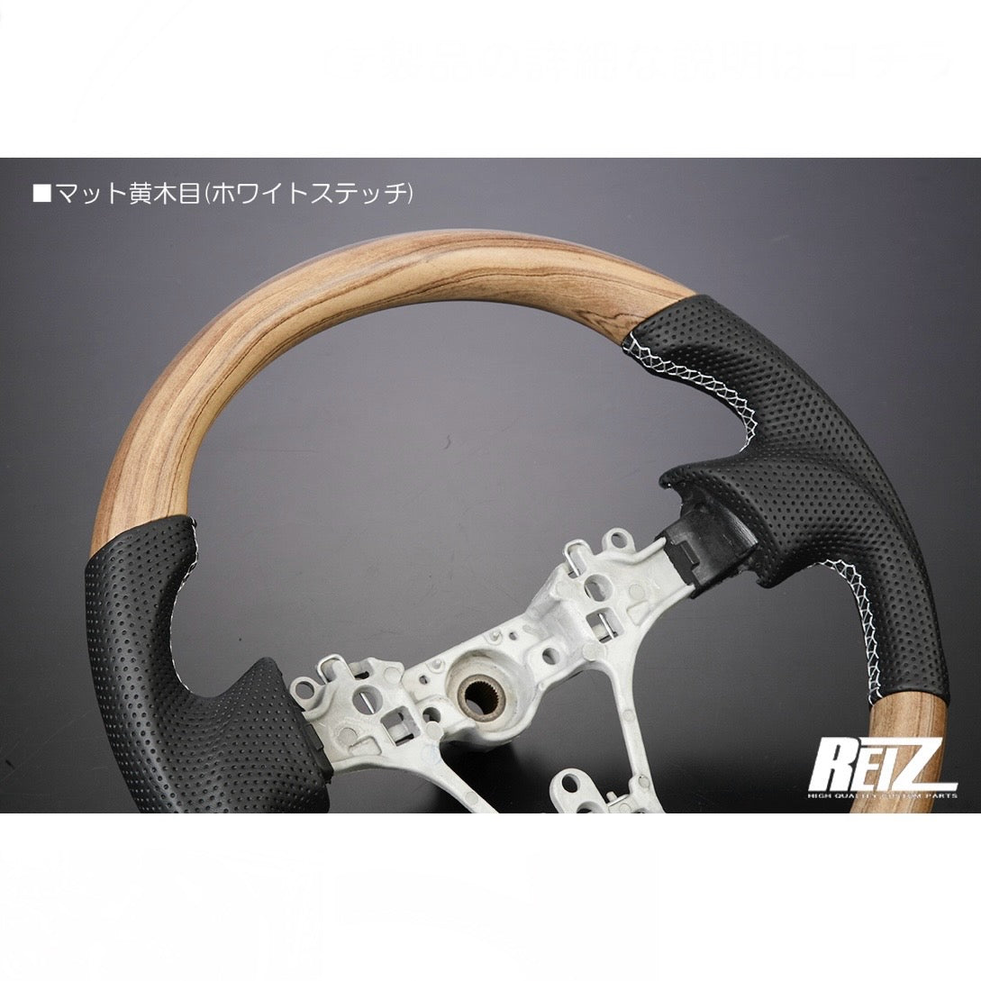 [Genuine Leather] Leather Combination Steering Wheel – Black Leather / Gun-Grip Design [8 Color Options] S500 Series Early Hijet Truck / 160 Series Late Probox and Others